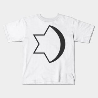 Combination of Star of David with Crescent religious symbols in black flat design icon Kids T-Shirt